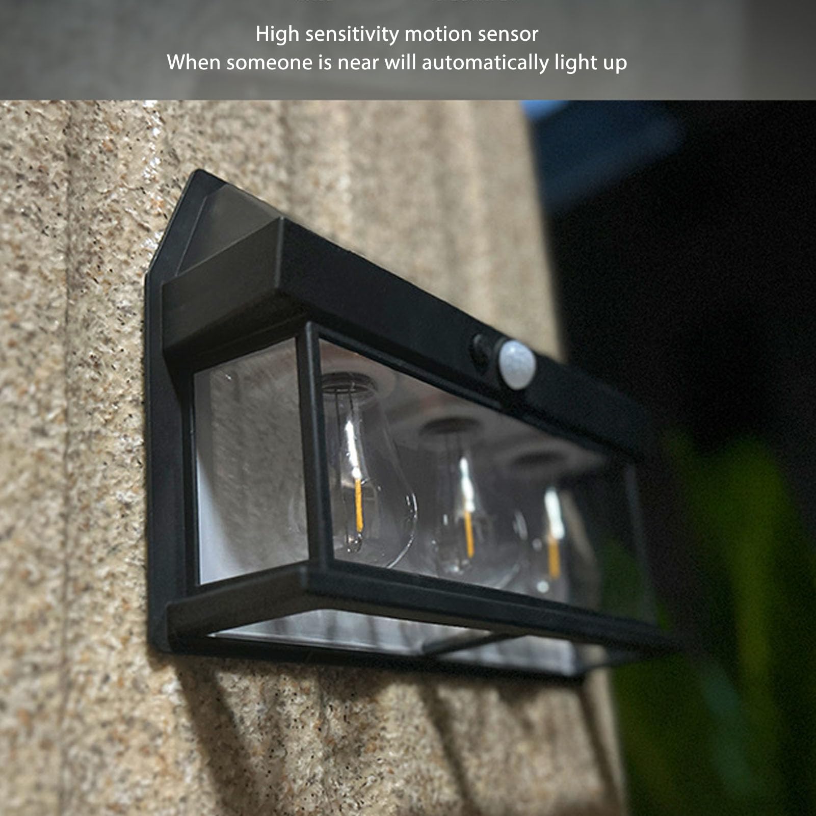 Fockety Solar Lights Outdoor, IP65 Waterproof High Brightness Outdoor Solar Wall Light with Motion Sensing - Image 4