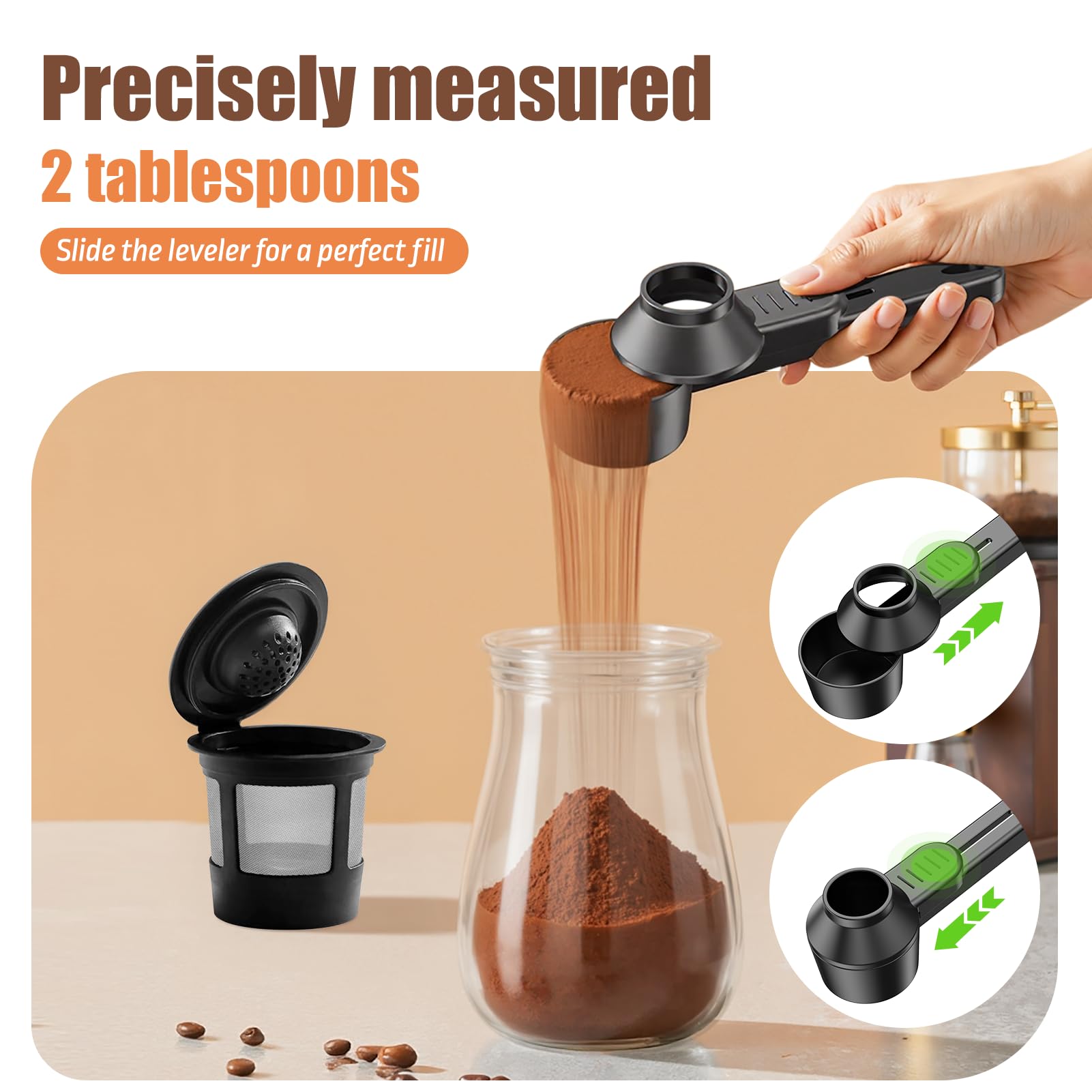 Cuillère Doseuse à Café 30 Ml Avec Entonnoir Amovible - Pour Dosettes Réutilisables, Protéines, Thé