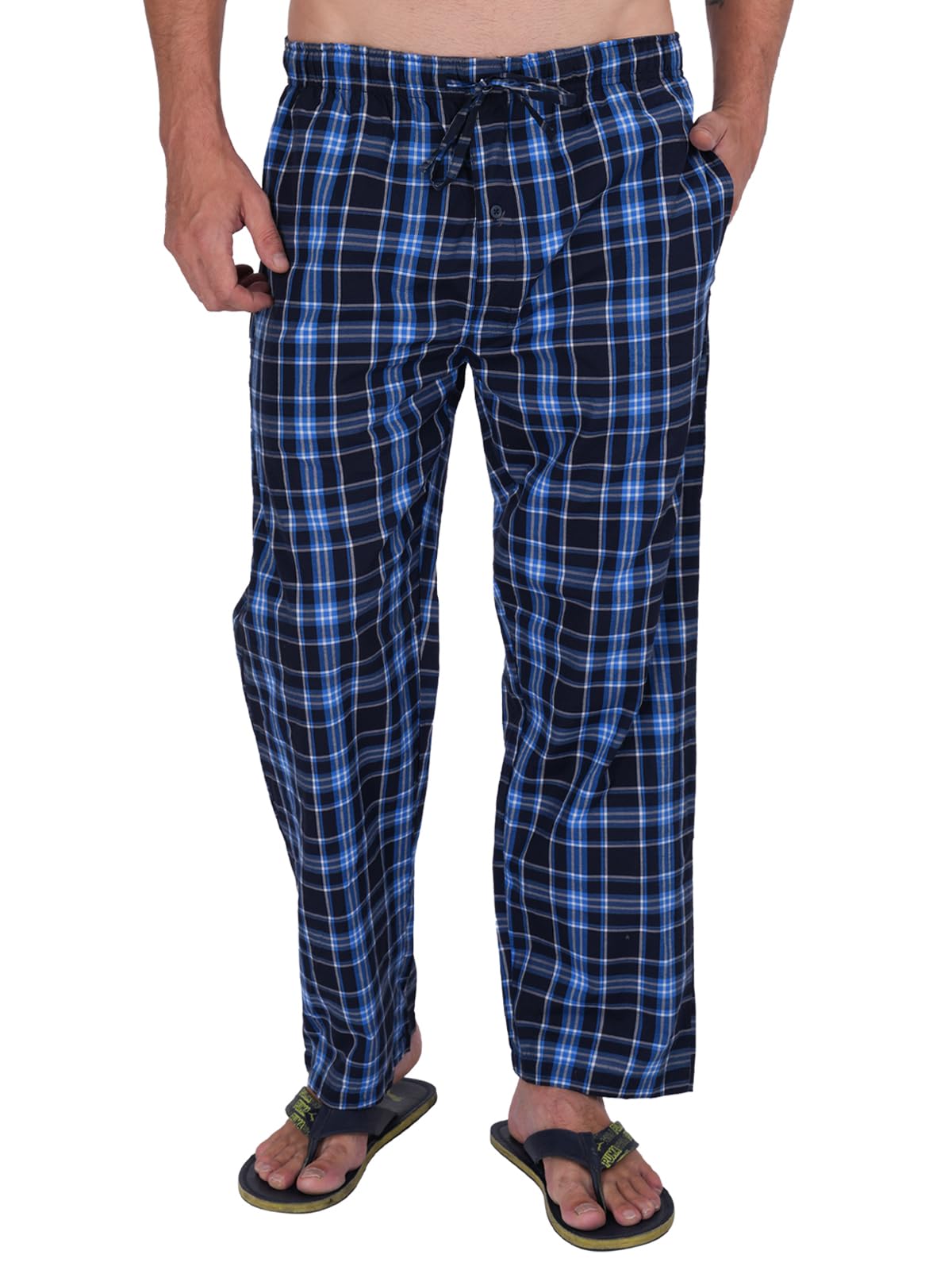 twist99 Men's Cotton Checkered Muliti Color Elastic Waist With Drawstring Plus Size Pyjama (3XL)-picture-27