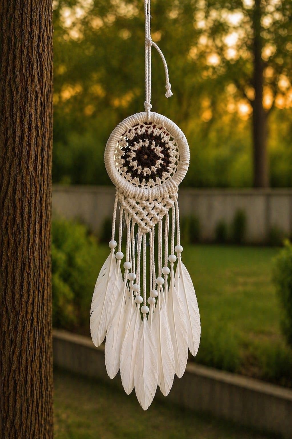 Handmade Macrame Dream Catcher with Feathers & Beads | Boho Wall Hanging Decor | Bedroom, Living Room & Car Hanging-image-44