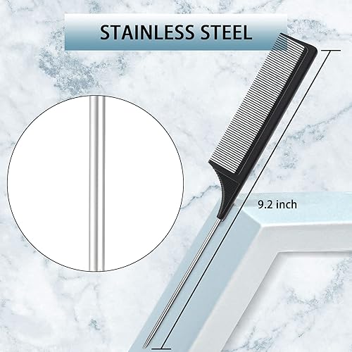 Vista 4 de Geiserailie Juego de 3 cepillos para peinar el cabello liso Cepillo de cerdas Cepillo de control de bordes Cepillo de cardado para mujeres con Negro