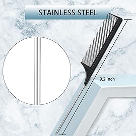 Geiserailie 3 Pcs Slick Back Hair Brush Set Bristle Brush Edge Control Teasing Comb for Women Black Hair(Black)