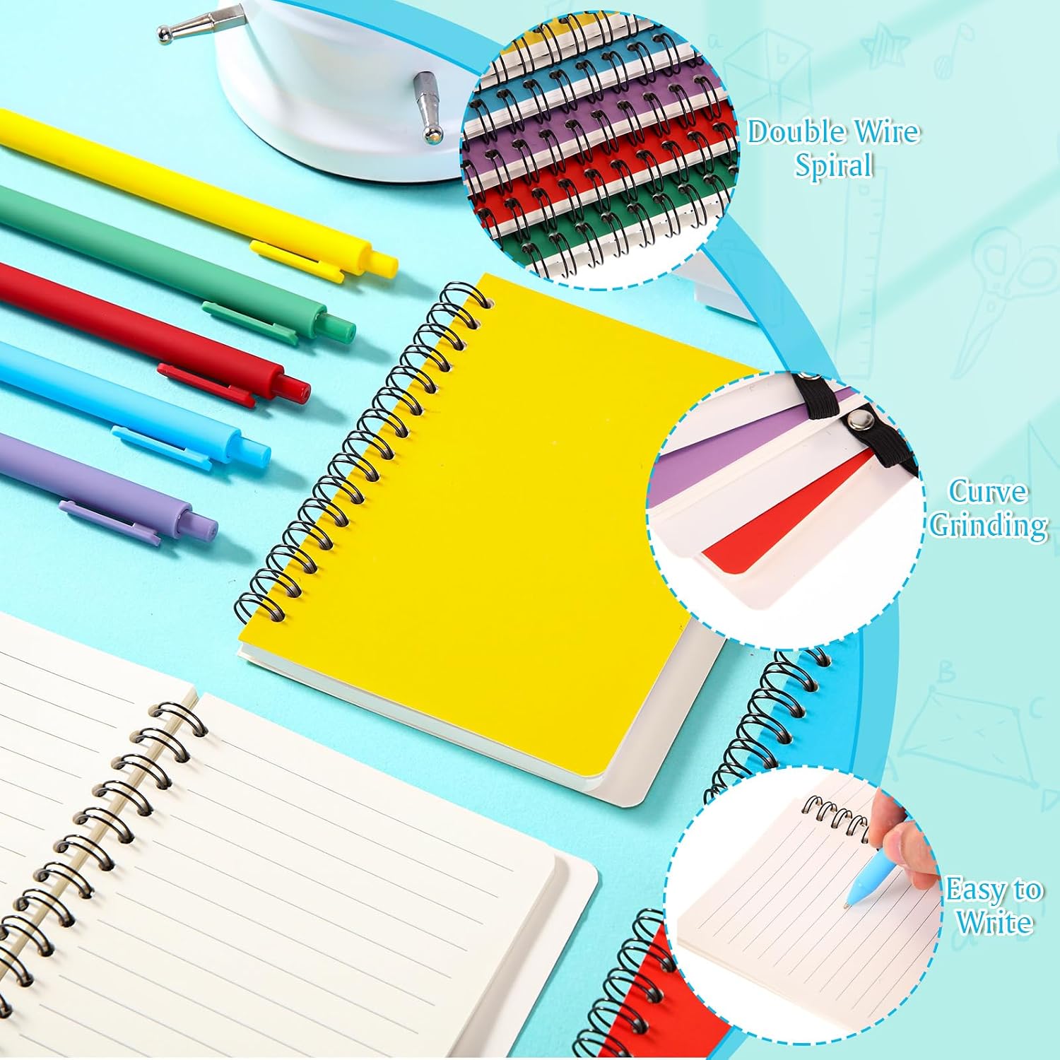 Resurhang 15 Sets Small Notebook Journal with Pen Bulk 4.5 * 5.5 Inch Pocket Size Spiral Lined Notepad for Women Men 100 Pages Notebook Employee Appreciation Gift for Work Study (Candy)