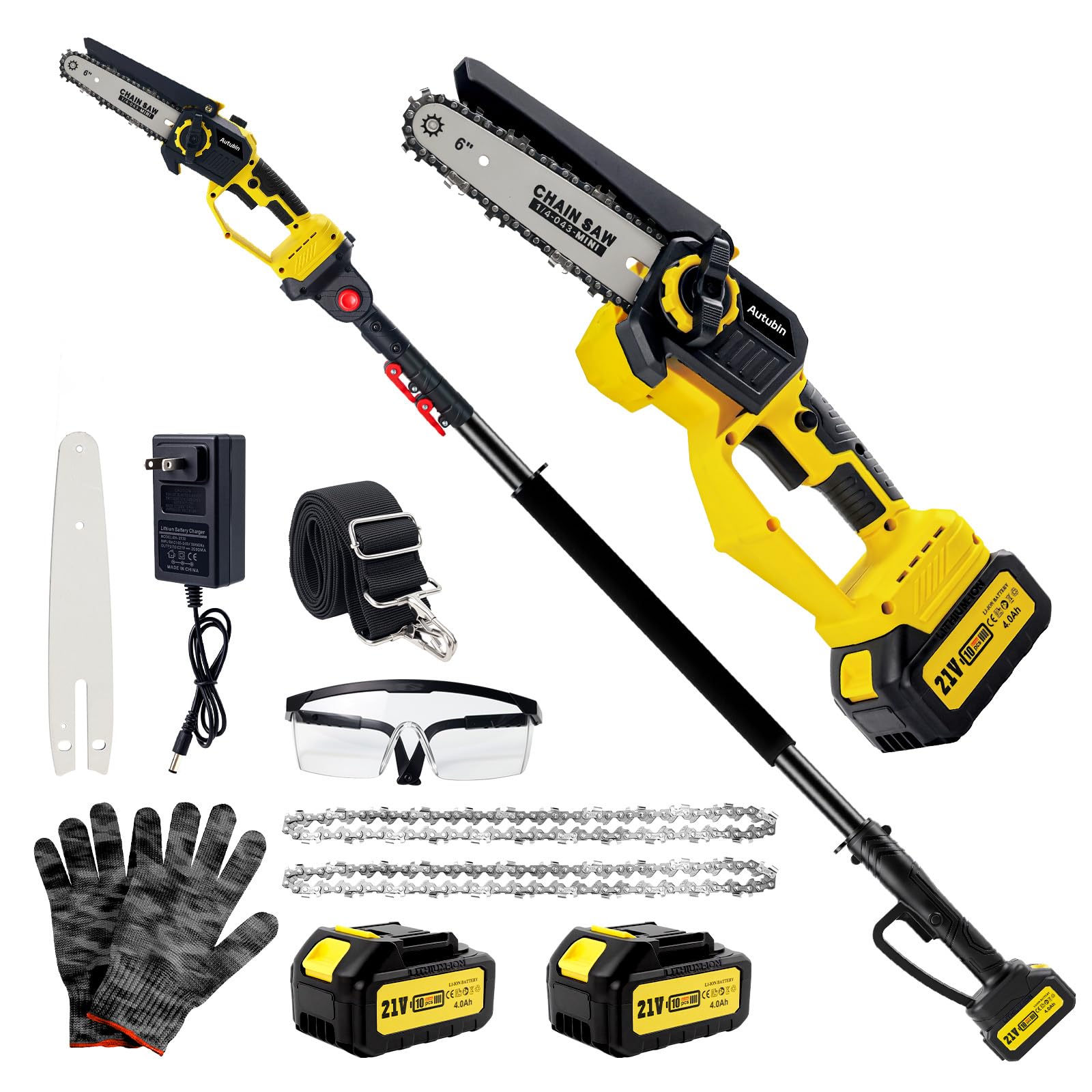 Autubin 2-in-1 Electric Pole Saw with 1200W brushless motor