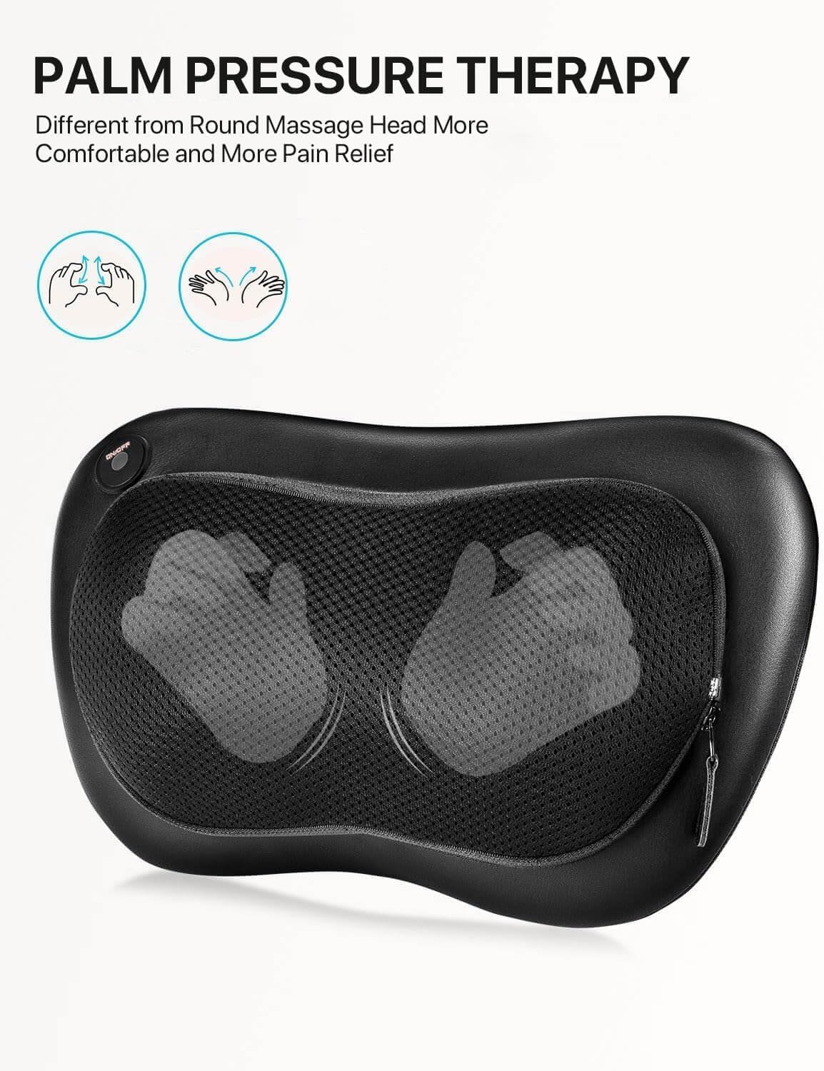 ALLJOY Coussin de Massage Shiatsu - Masseur Dos Chauffrant avec 4 Nœuds et 3 Vitesses Réglable, Appareil de Massage Nuque Cou Cervical, Cadeau pour Femme/Homme, Portable pour Maison Bureau Voiture