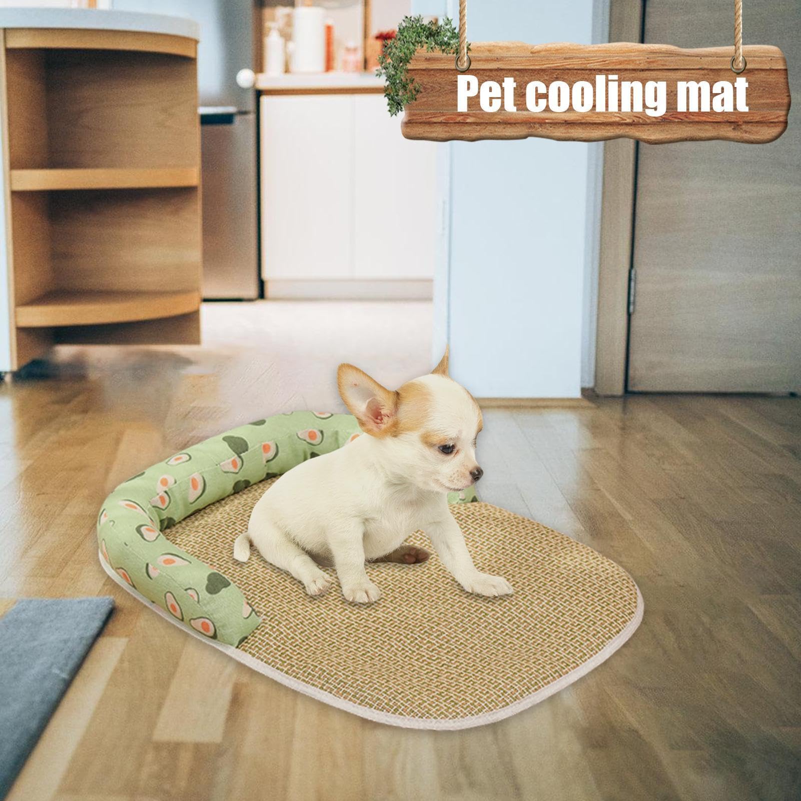 Tappetino rinfrescante per cani - Coperta rinfrescante estiva per animali domestici | Coperta rinfrescante per cani da interno, materassino in vimini finto rattan per cani e gatti di taglia piccola e
