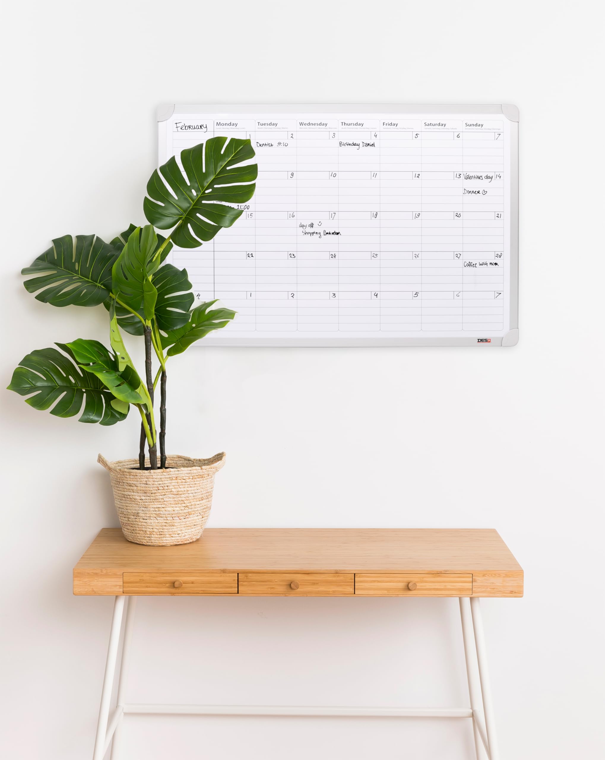 DESQ Planning mensuel - Magnétique, 60 x 90 cm, Cadre en aluminium, Business Classy Design, Français