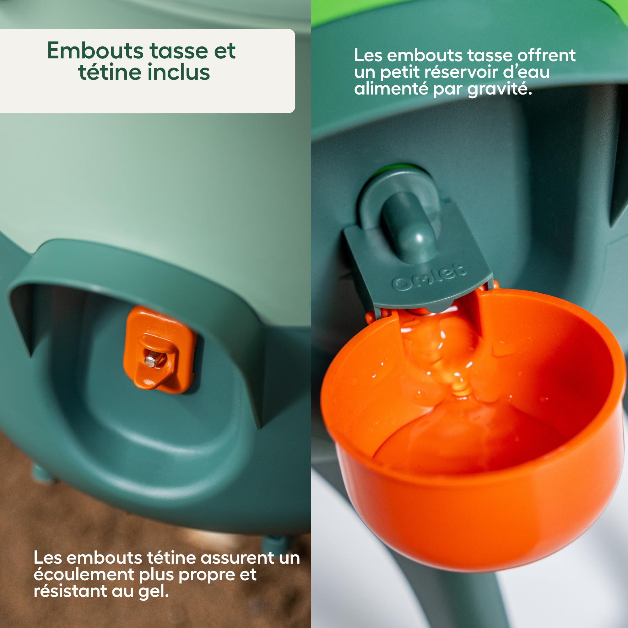 Omlet Abreuvoir isolé pour Poules 5.5 L | Eau Plus Propre Plus Longtemps | Distribution Automatique Hygiénique | Embouts Tasse et tétine Inclus | sans BPA | Vert Eglu