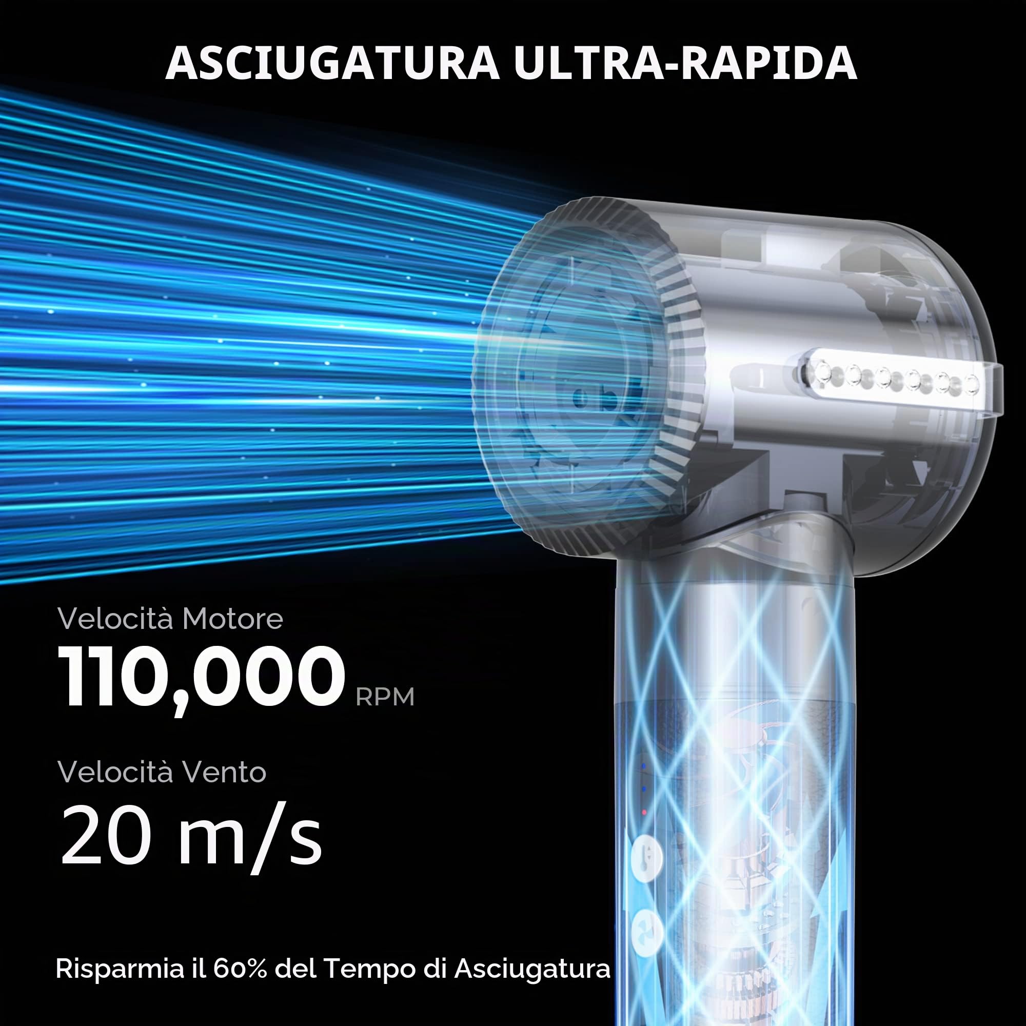 Asciugacapelli Air Styler 7 IN 1, 2024 NEW 110000 GIRI/MIN Asciugacapelli Multifunzione Con Spazzola Lisciante, Ferro Arricciacapelli ad aria Calda, Styling Arricciatura Raddrizzamento