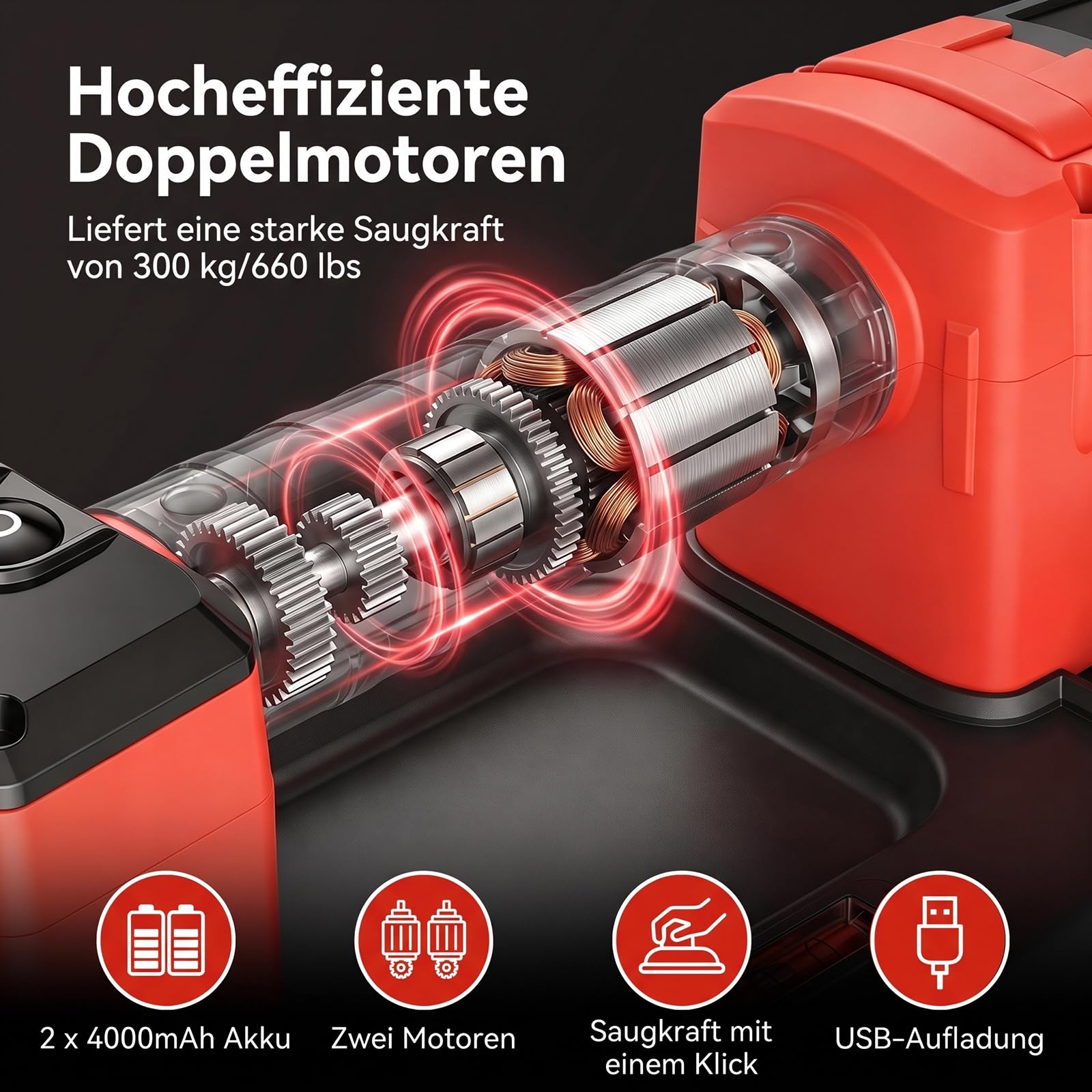 ERWEY Ventosa Piastrelle 300KG Elettrica Ventose con 2 Batterie 4000 mAh