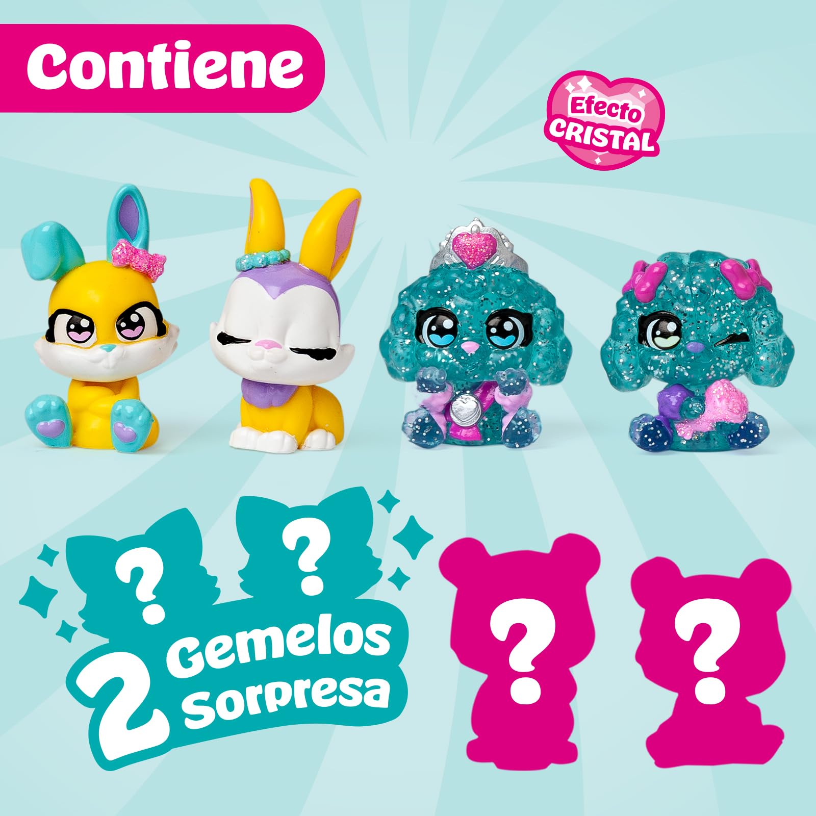 Cherry Pets Sweet Twins Series – Multipack Stylish Poodles. Incluye 6 Figuras coleccionables (2 con Efecto Cristal y Glitter + 2 Sorpresa). Pack 4 de 4 — view 2