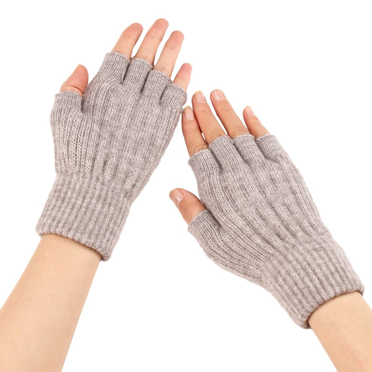 Smed Unisex Gray A Cashmere Wool Gloves For Men And Women, Twist Sleeves, Half-Finger, Fingerless Warm Knitted Arm Sleeves, One Size Fits All
