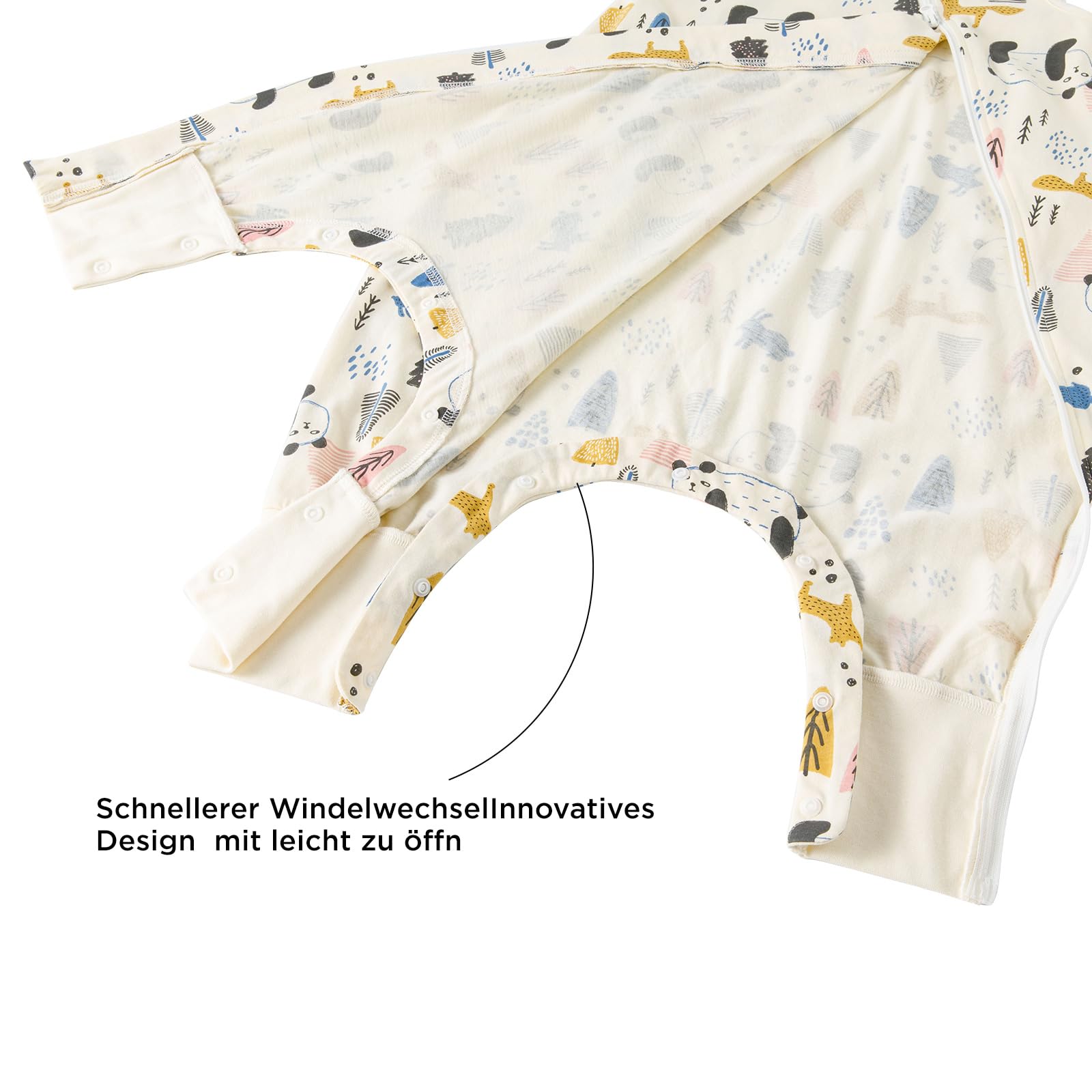 Duomiaomiao Sacco nanna per Bambini con Piedi, 1.0 Tog – Ideale per Primavera ed Estate, Utilizzabile Tutto l'Anno, 100% Cotone, Con Aperture per Gambe per Bambini