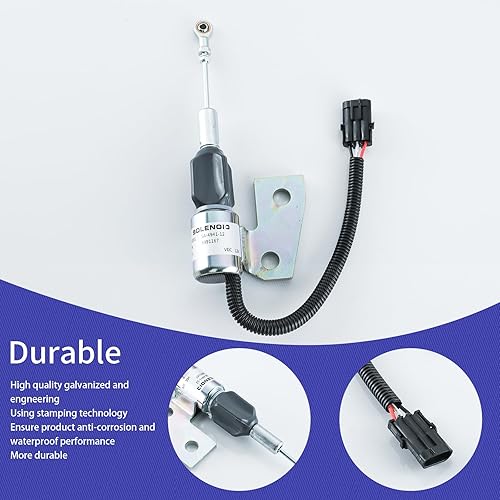 Miniatura 3 de 3991167 Solenoide de apagado de combustible 1703-3304 3964627 SA-4941-12 87420952 J991167 Reemplazo para Cummins Engine 4BT 5.9L Hyundai R220-5 Case