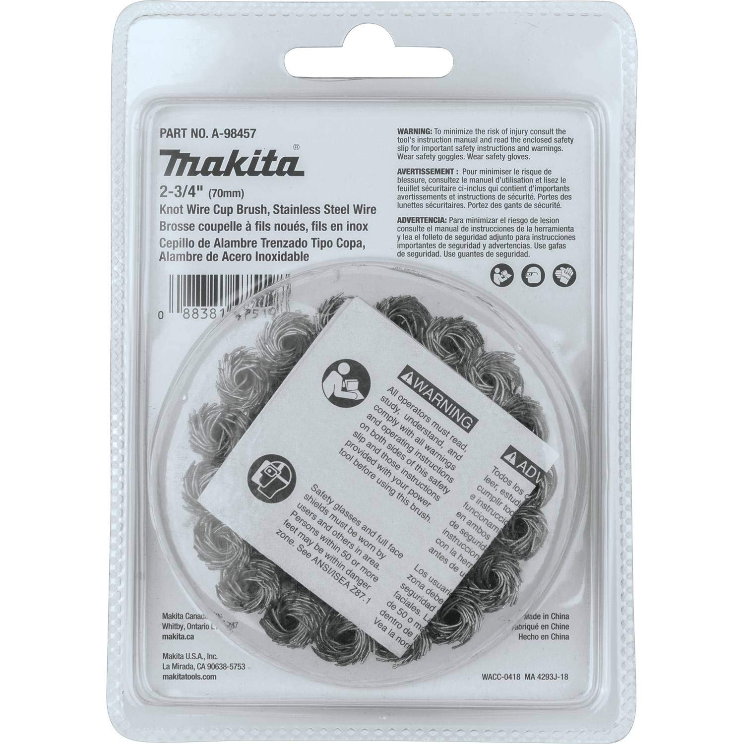 Makita A-98457 Drahtbürste mit Knoten, rostfrei, M10 x 1,25, 6,4 