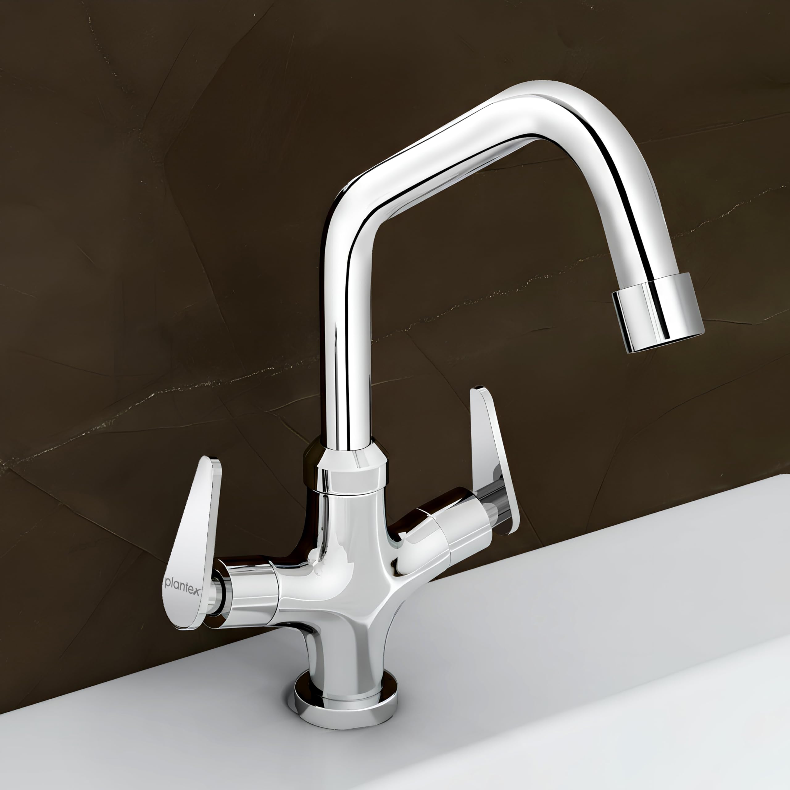 Plantex Pure Brass Basin Mixer Hot & Cold Water Tap/Basin Tap with Teflon Tape/360° Swivel Spout Tap for Wash Basin-7 Year Warranty (LEA-709-Chrome)