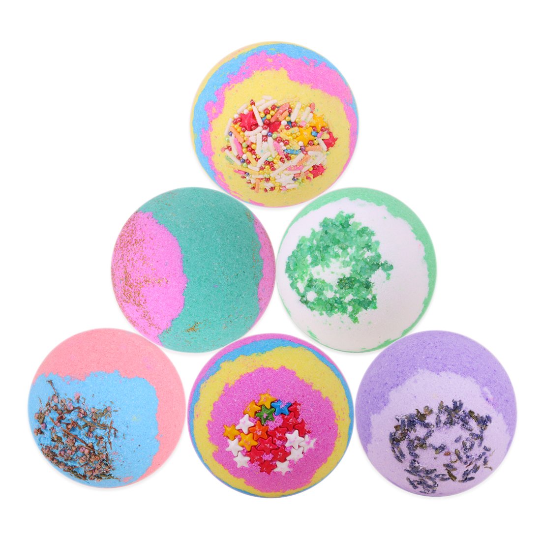 Bath Bombs Gift Set,6 Lager QVBokay Different Organic and Natural Safe Essential Oils Bath Bomb Handmade Gift Set, Best Birthday Gift Ideas for Women, Girlfriend and Kids,Mothers day Gifts idea. 4.2oz