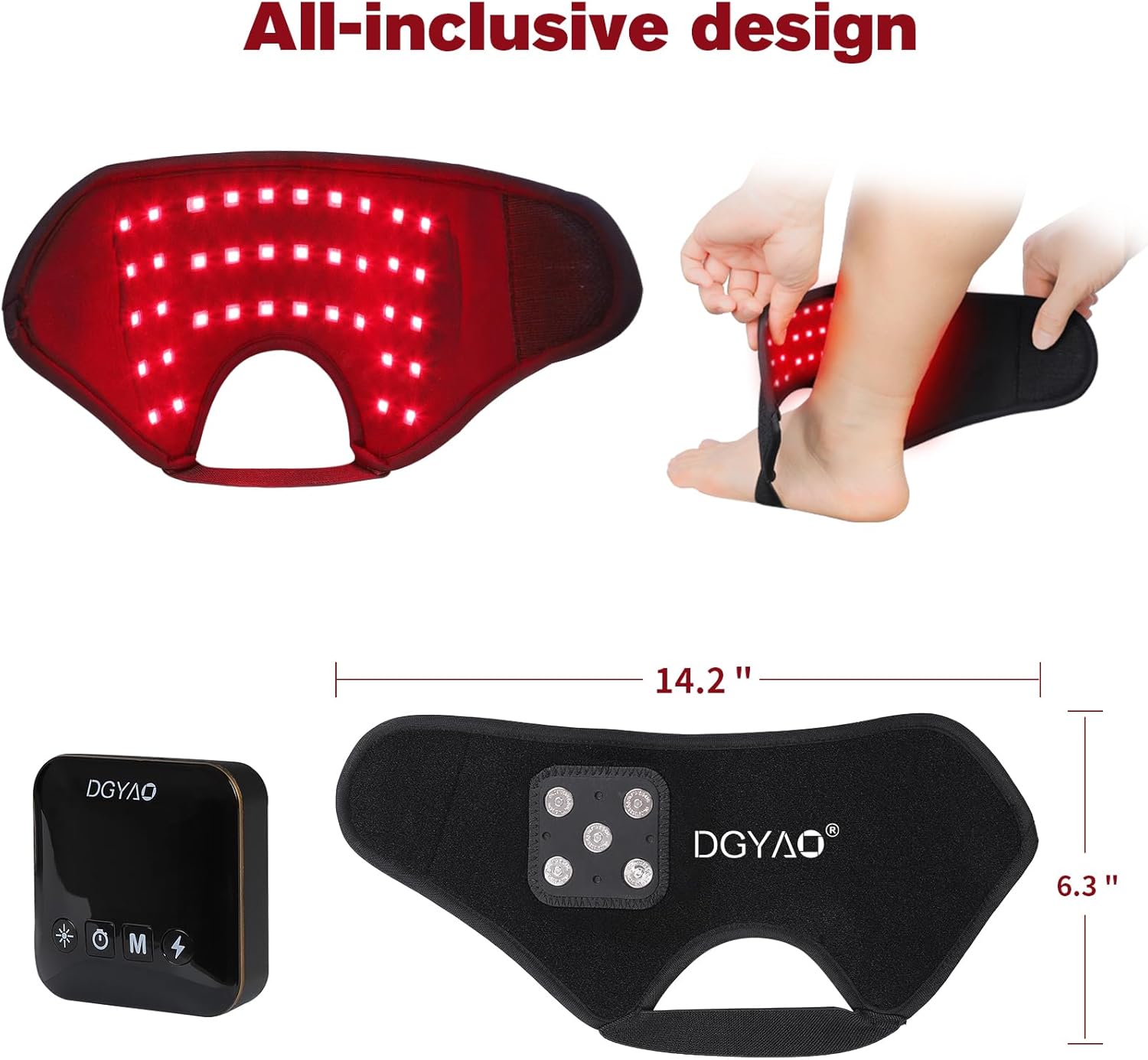 DGXINJUN Cordless Red Light Therapy for Ankle Wrist, Portable Near Infrared Light Therapy Pain Relief Wrap, Rechargeable Devices for Home Travel Use, with 4000mAh Battery - Image 4