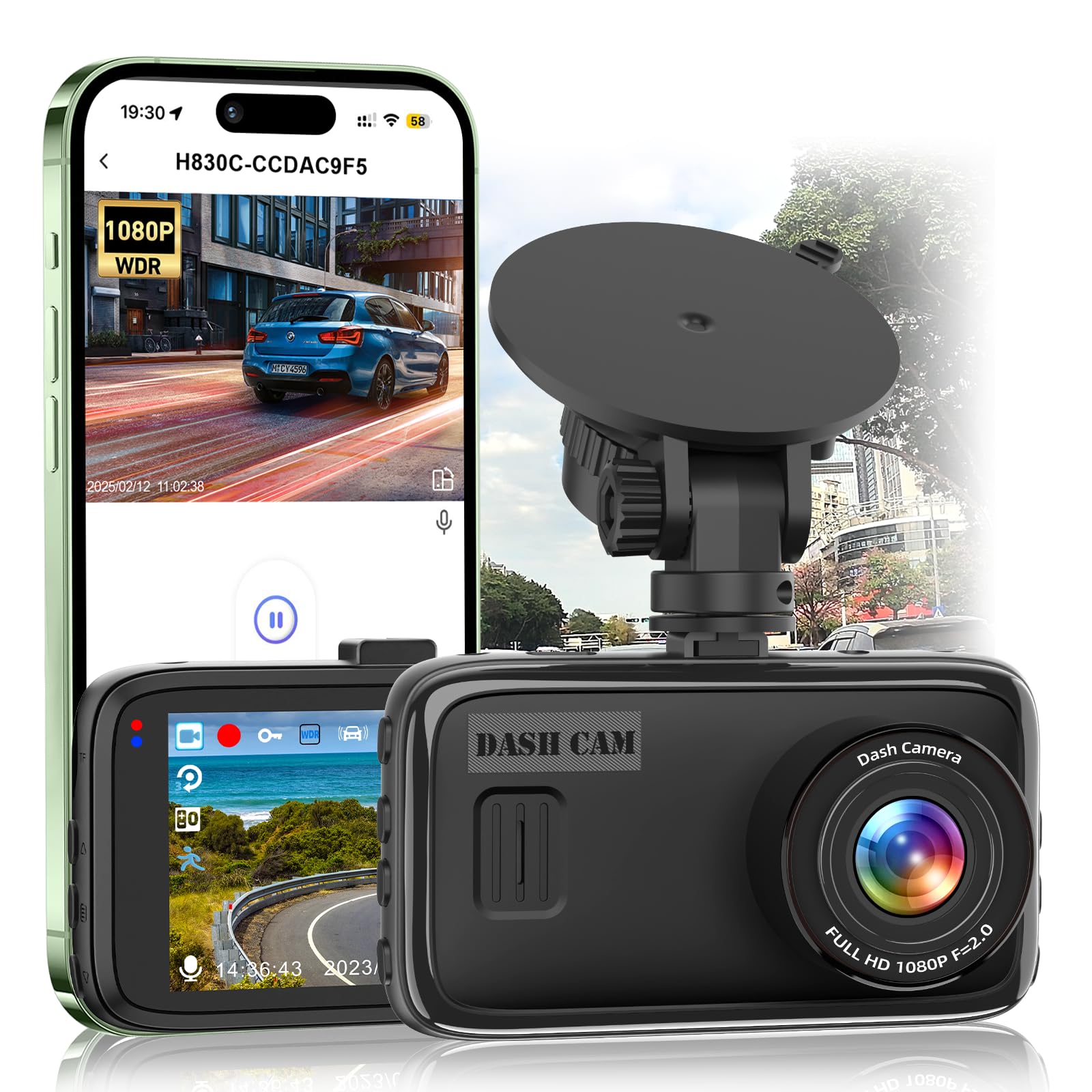 Photo 1 of 1080P Dash Cam, FHD Dash Camera for Cars, 3" IPS Dashboard Camera Recorder, WDR Night Vision, 24 Hours Parking Monitor,G-Sensor,Loop Recording, [NO SD Card]