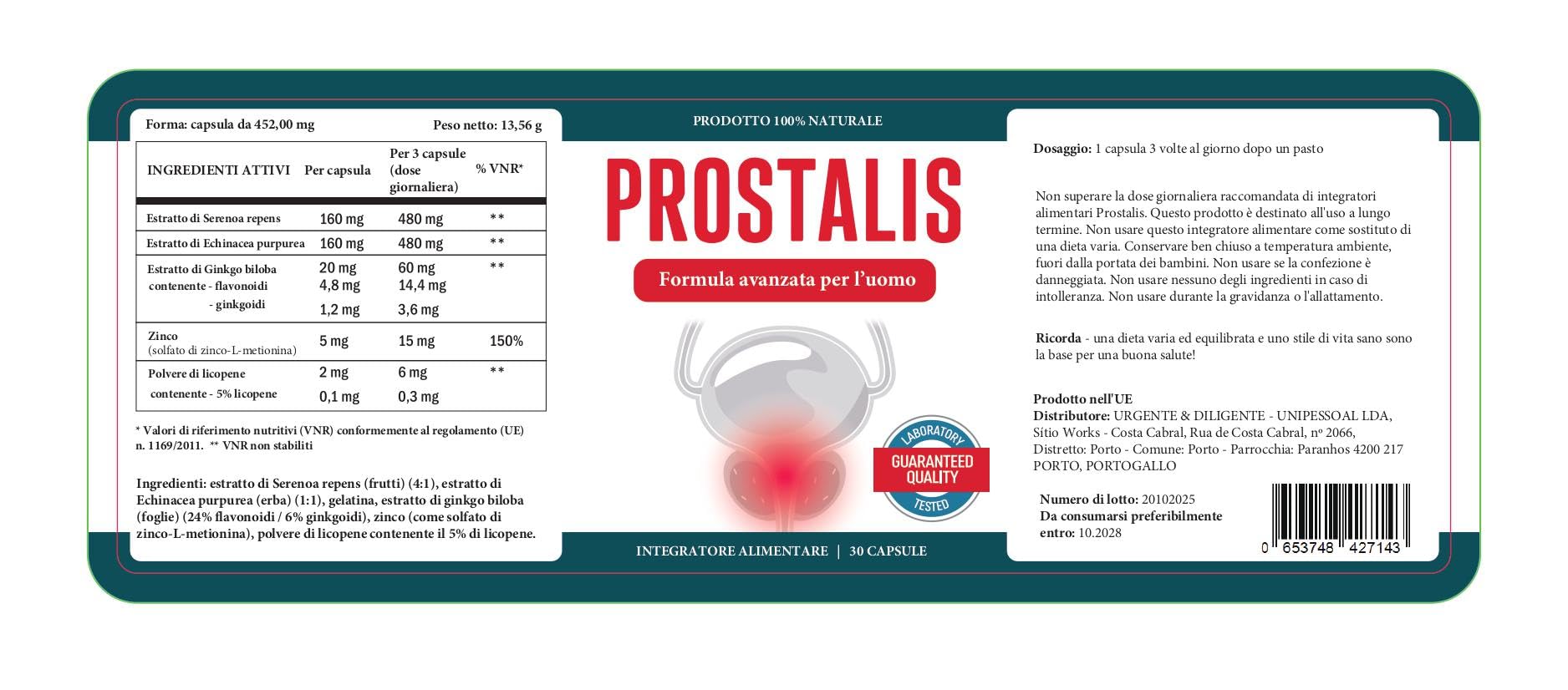 Prostalis – Integratore Alimentare Vegetale per Uomo 30 Capsule. (1)