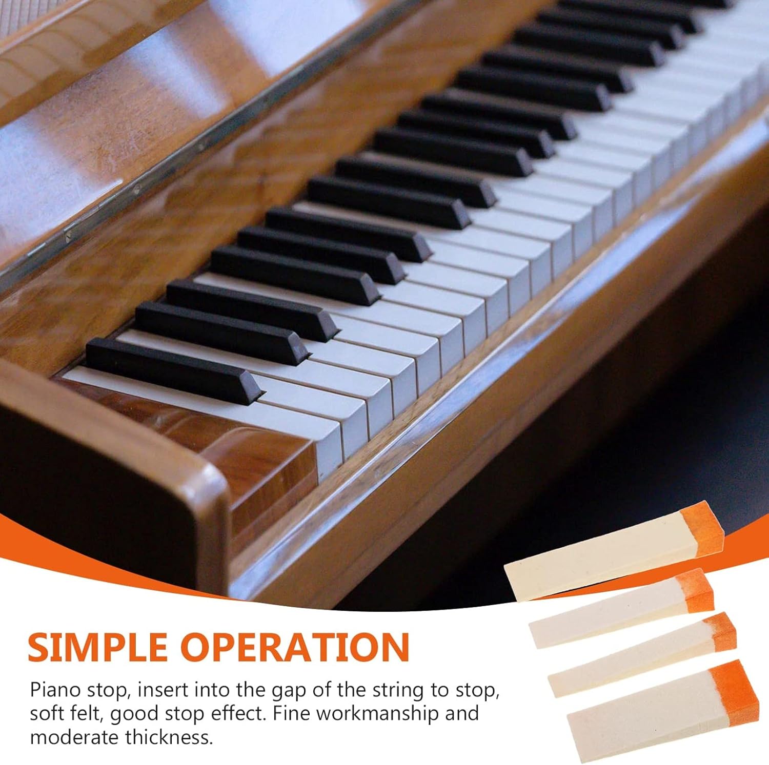4Pcs Piano Tuning Mute Piano Mute Blocks Treble Mediant and Tools Wool Felt Wedge Blocks Repairing Tools