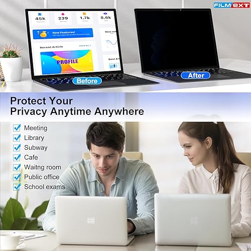 Vista 51 de FILMEXT Filtro protector de pantalla de privacidad totalmente extraíble para Microsoft Surface Pro X/Surface Pro 8, filtro antirreflejo antiespía