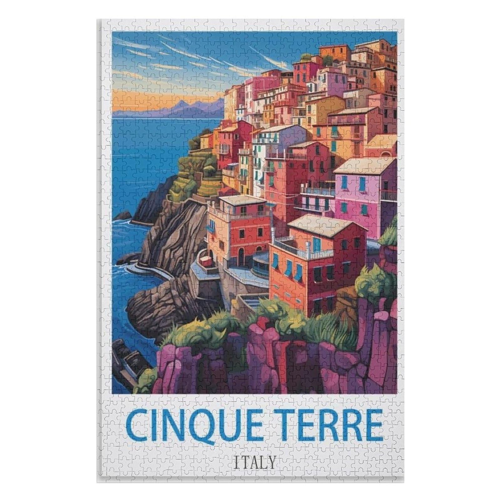 Recreation Suitable for Adults to Reduce Stress，Cinque Terre Italy，Adults 1000 Piece Jigsaw Puzzle- Christmas，70x50，paper puzzle，AA-655