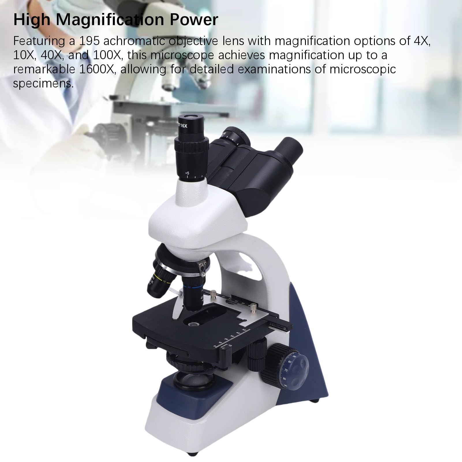 Hyuduo Microscopio Biológico, Cuerpo de Aleación de Aluminio, Aumento de 40X a 1600X, Ideal para Educación e Investigación