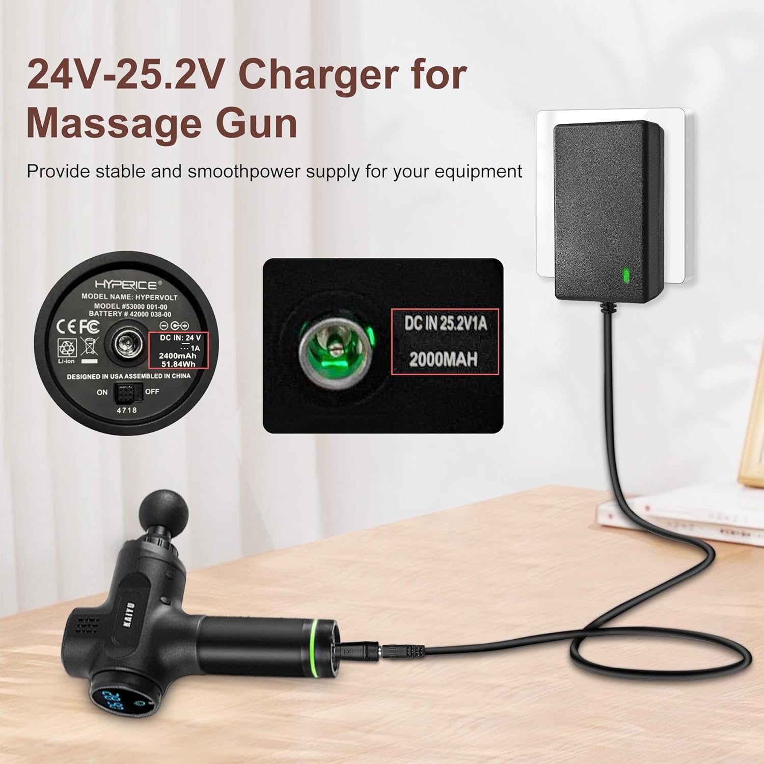 Amazon.co.jp: 24V-25.2V 1A マッサージガン充電器 Hypervolt
