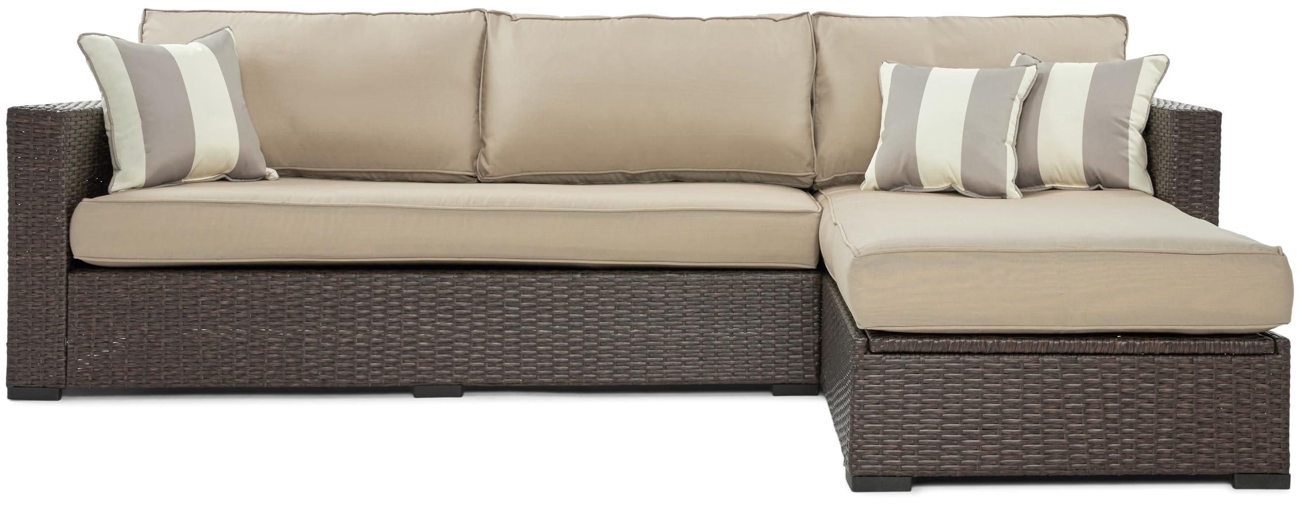 Serta Laguna Brown Resin Wicker Outdoor Patio Furniture Collection, Easy Assembly, Porch or Pool, Storage Sectional Brown Wicker