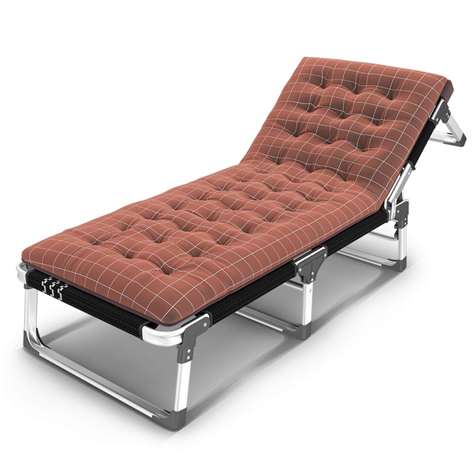 Metal Sun Lounger,brown Folding Sunbed Free Cushion,Static Load,  Rust-resistant, Withbreathable Synthetic Fabric, Backrest Position  Adjustment 190×