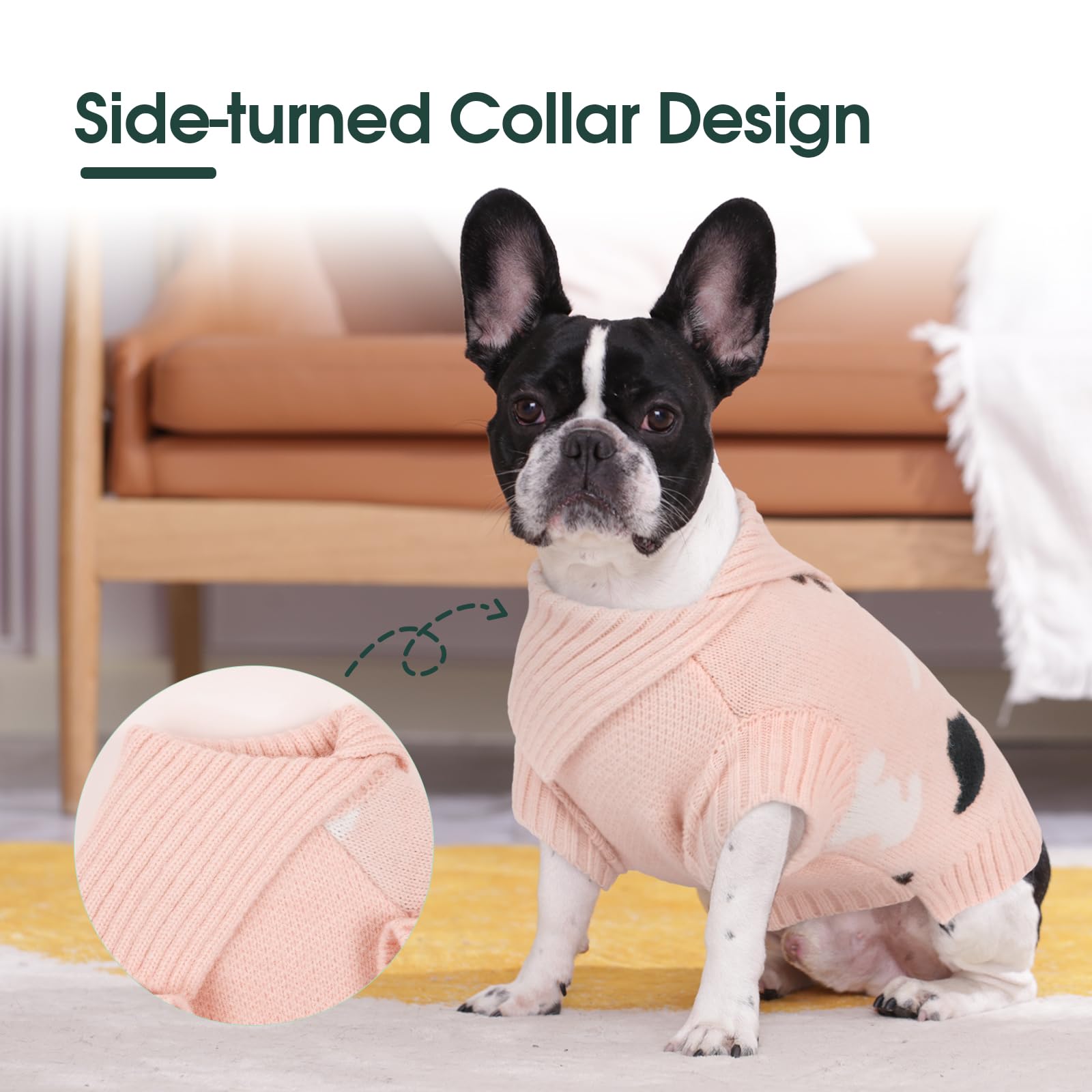 Kuoser L Dog Jumper with Turtleneck, Warm Knitted Sweater for Medium Dogs Soft Stretchy Winter Dog Clothes - Image 3