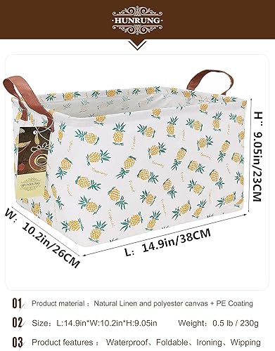 Miniatura 2 de HUNRUNG - Cesta de almacenamiento rectangular, lindo organizador de tela para juguetes de mascotasniños, libros o ropa. Perfecta para habitaciones