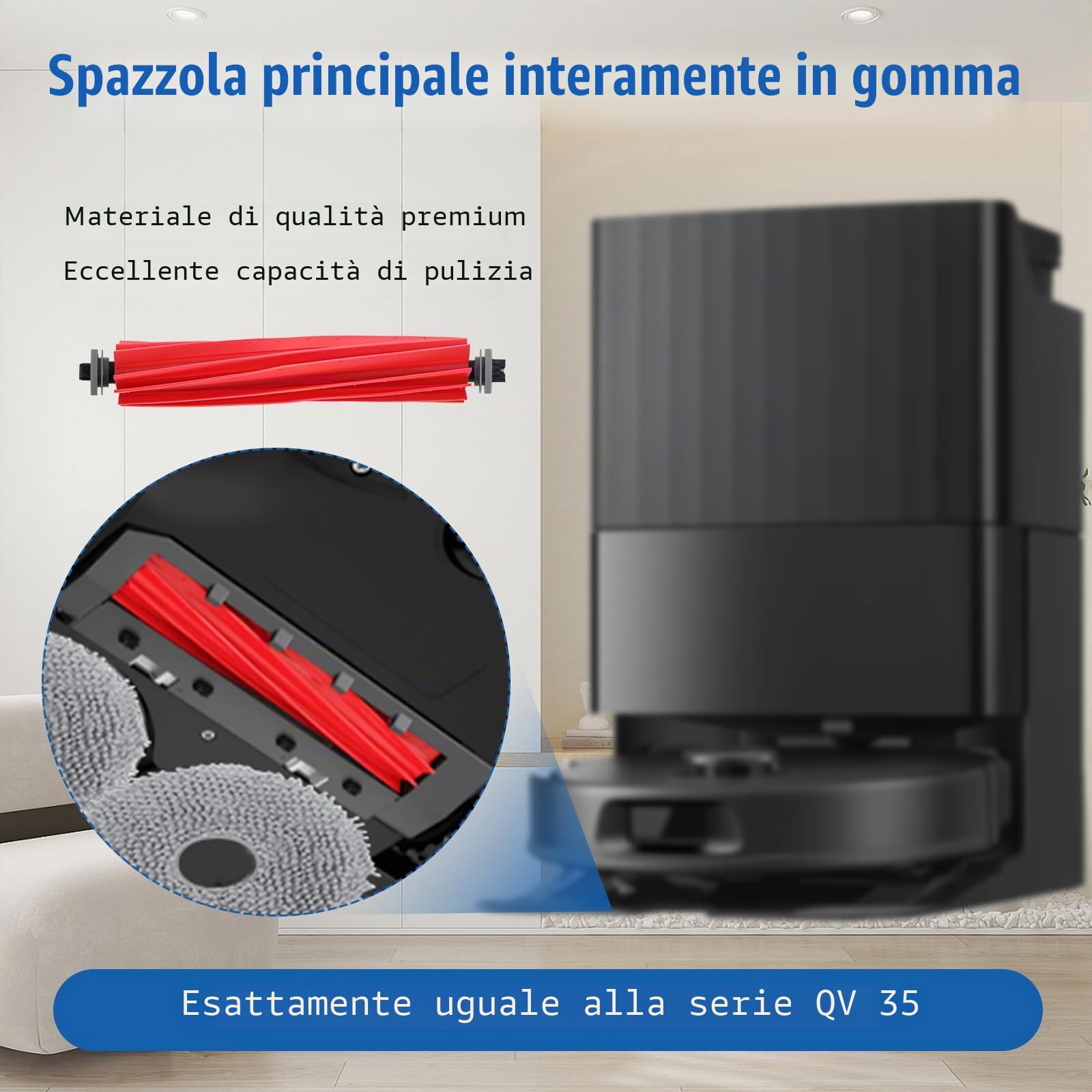 VIEWALL Accessori per Roborock QV 35A/QV 35S/Qrevo S PRO/QR 598/QR 798 Aspirapolvere,1 Spazzola Principale,4 Filtri HEPA,4 Sacchetti per Polvere,4 Panni per la Pulizia,4 Spazzole Laterali,1 Pennello