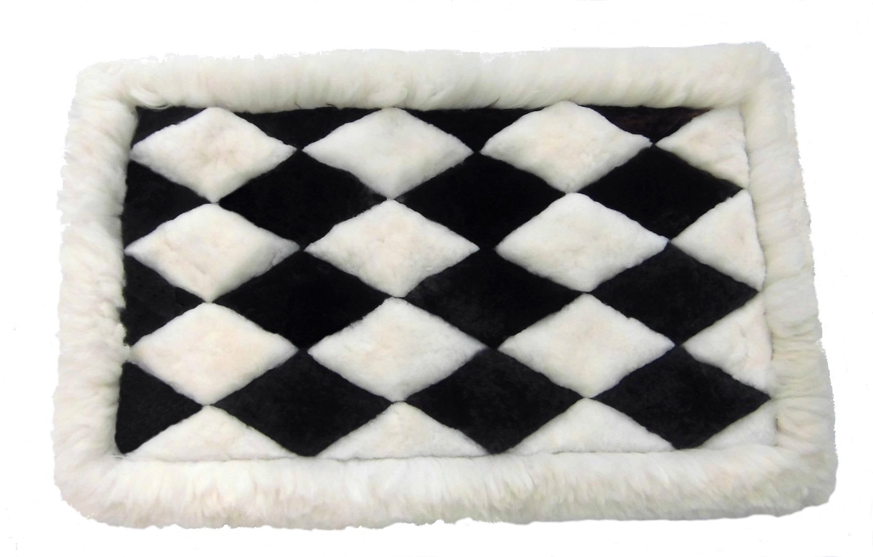 Tapis d'échecs peruanischer alpaga fourrure 90x60cm pour déco salon moderne