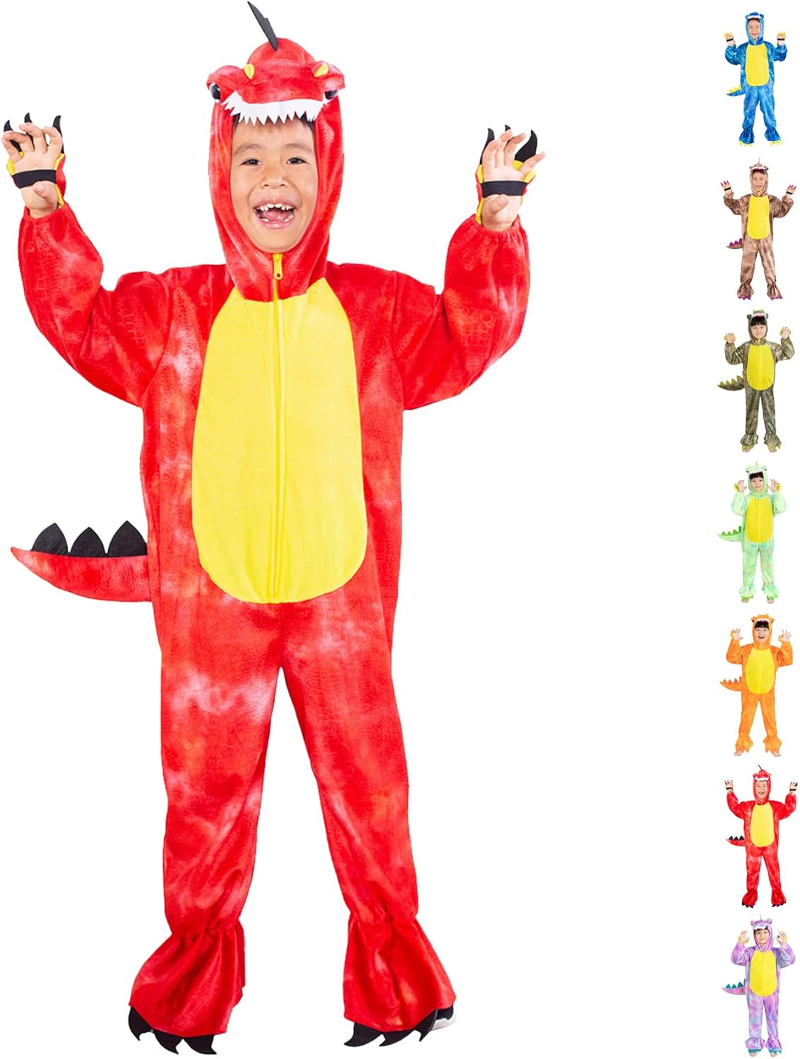 DearSun Child's T-Rex Dinosaur Costume Dinosaur Costume for Kids Fancy Dress Costume Hooded Romper Jumpsuit