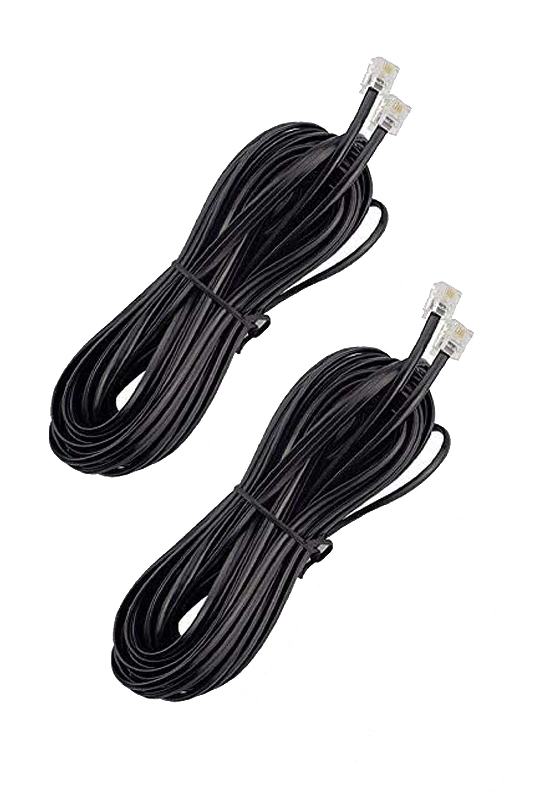 3 Meter RJ11 Telephone Modem Line Cable (2-Pack) 3 m LAN Cable (Compatible with Landline Phone, LAN Cable, Black, Pack of: 2)