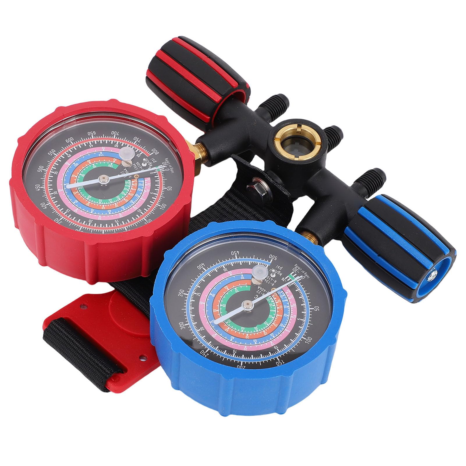 FTVOGUE HVAC Kältemittel Manometer Set, Aluminiumlegierung Messing Konstruktion, für R134 R22 R410A R404 Kühlmittel Befüllung und AC Diagnose
