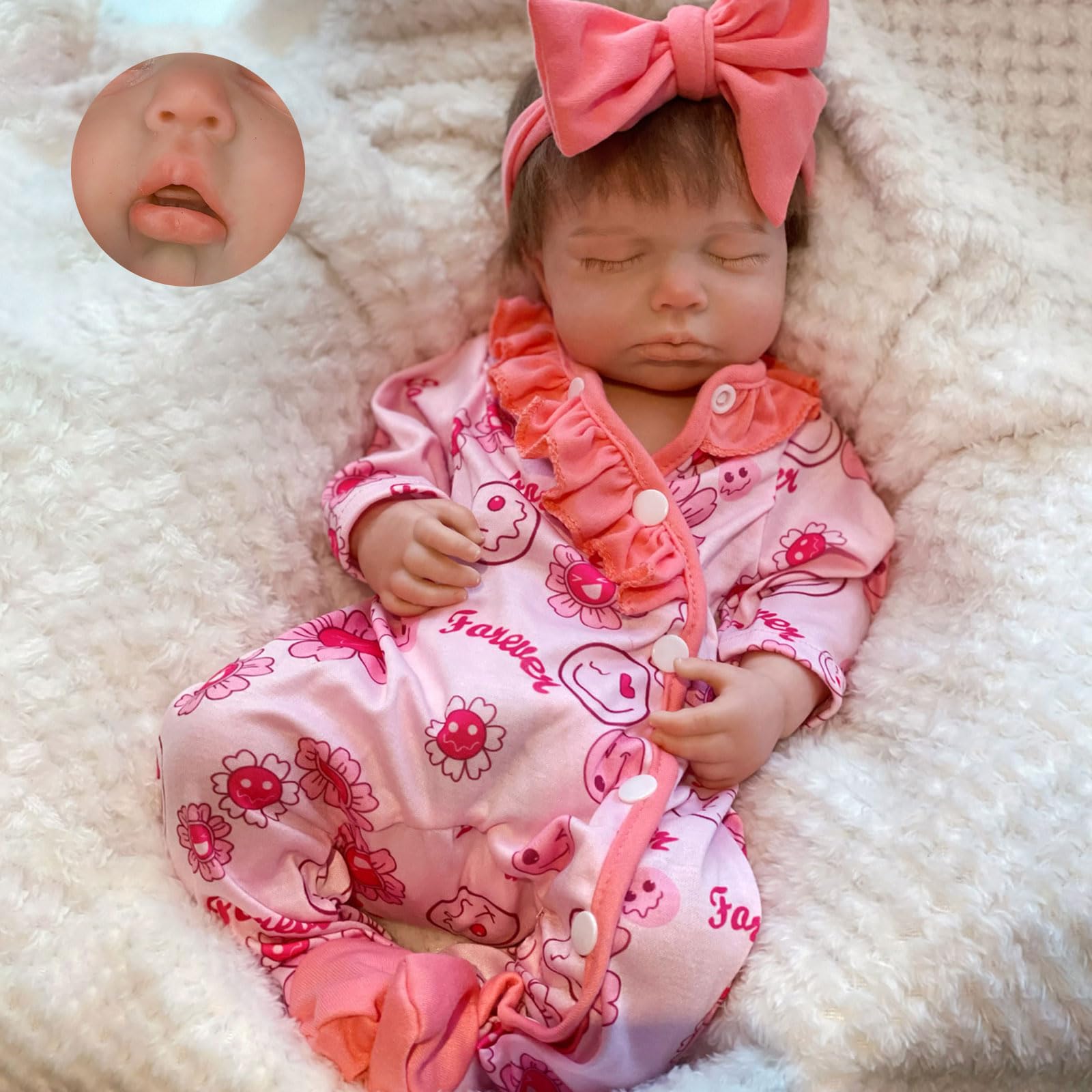 Gileutay 18 inch Silicone Baby Doll Full Body Realistic Weighted Reborn Doll Sleeping Baby Doll Girl Handmad Toy for Ages 3+