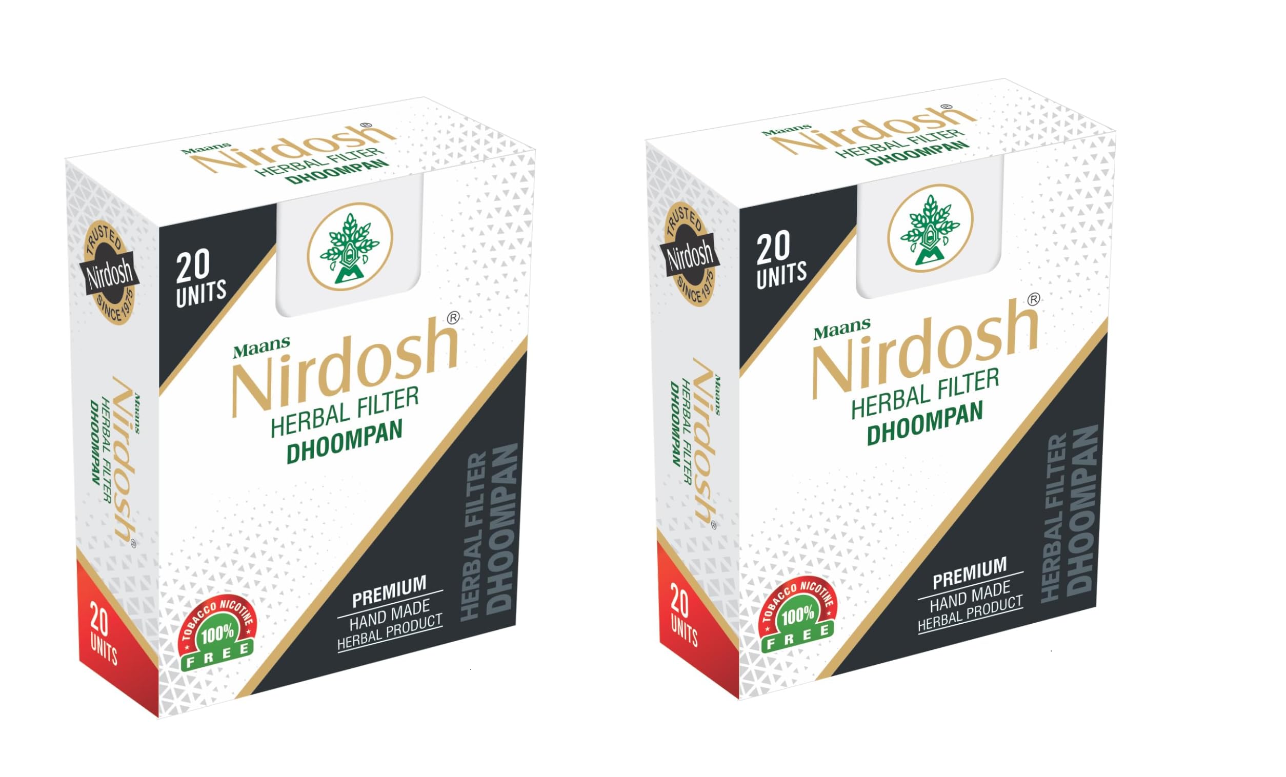 Livebasil Nirdosh Herbal Cigarette - Natural Smoking Alternative -100% Tobacco Free & Nicotine Free - 40 Cigarettes (2 pack of 20 cigarettes) (Premium & Classic)