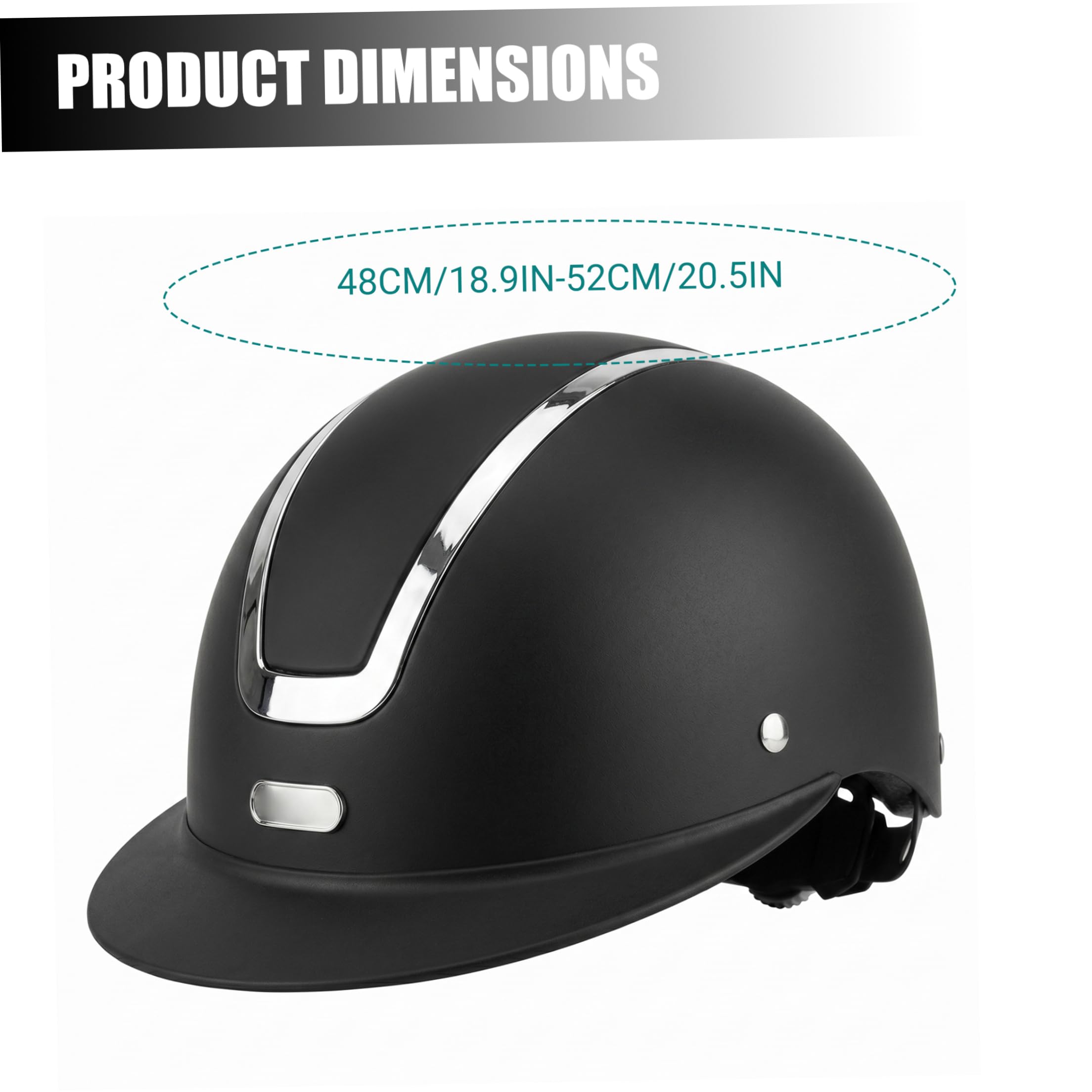 Casque d'équitation, Casque d'équitation pour Enfants résistant aux Chocs pour l'entraînement en Plein air-Noir Mat, Ajustement réglable de 48 à 52cm
