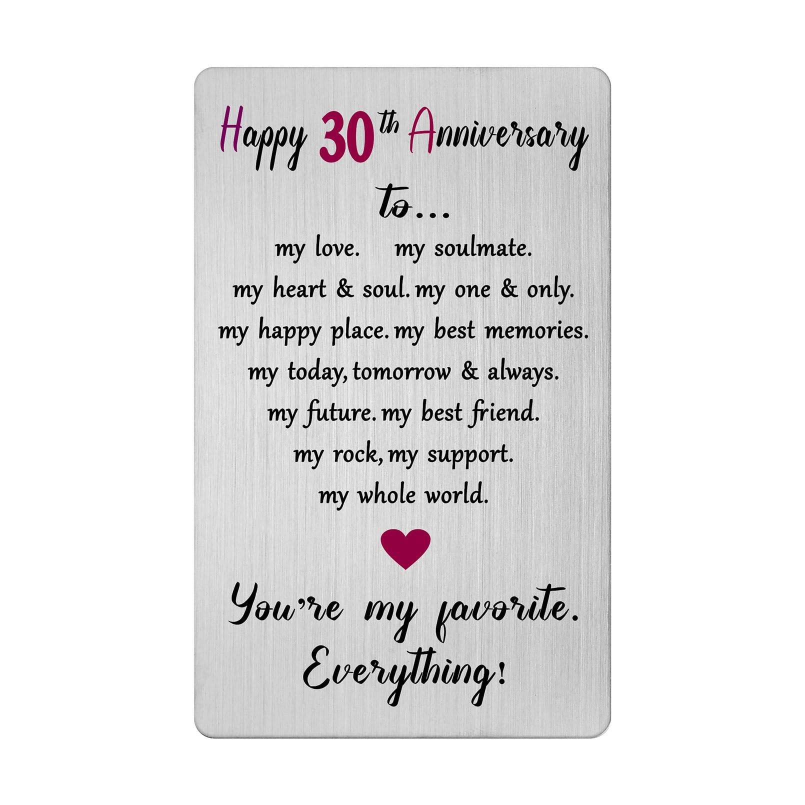30th Anniversary Card for Women Men Him Her- 30 Year Anniversary Keepsake Gift for Husband Wife Spouse