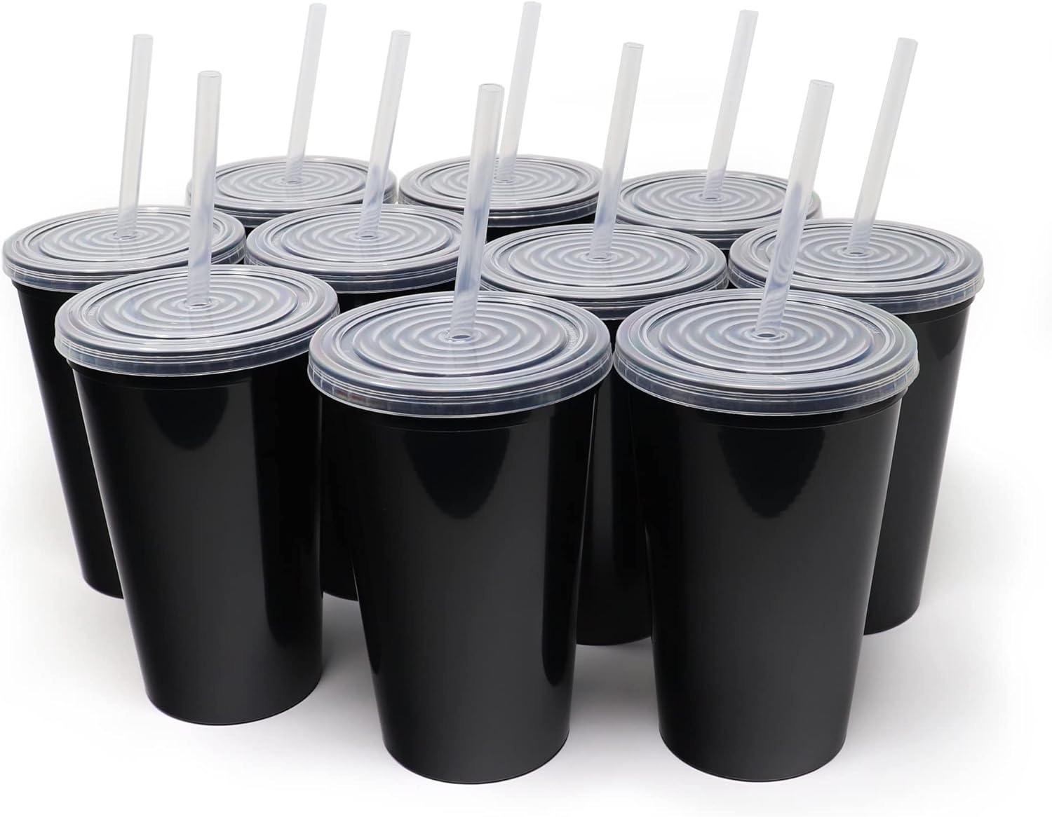 Buy Rolling Sands 22oz Reusable Plastic Stadium Black Cups with Lids