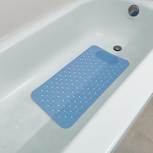 Miniatura 2 de Alfombrilla de baño para bañera y ducha, antideslizante con ventosas, exfoliante para pies, orificios de drenaje y puntos de masaje, PVC, 19.7 x
