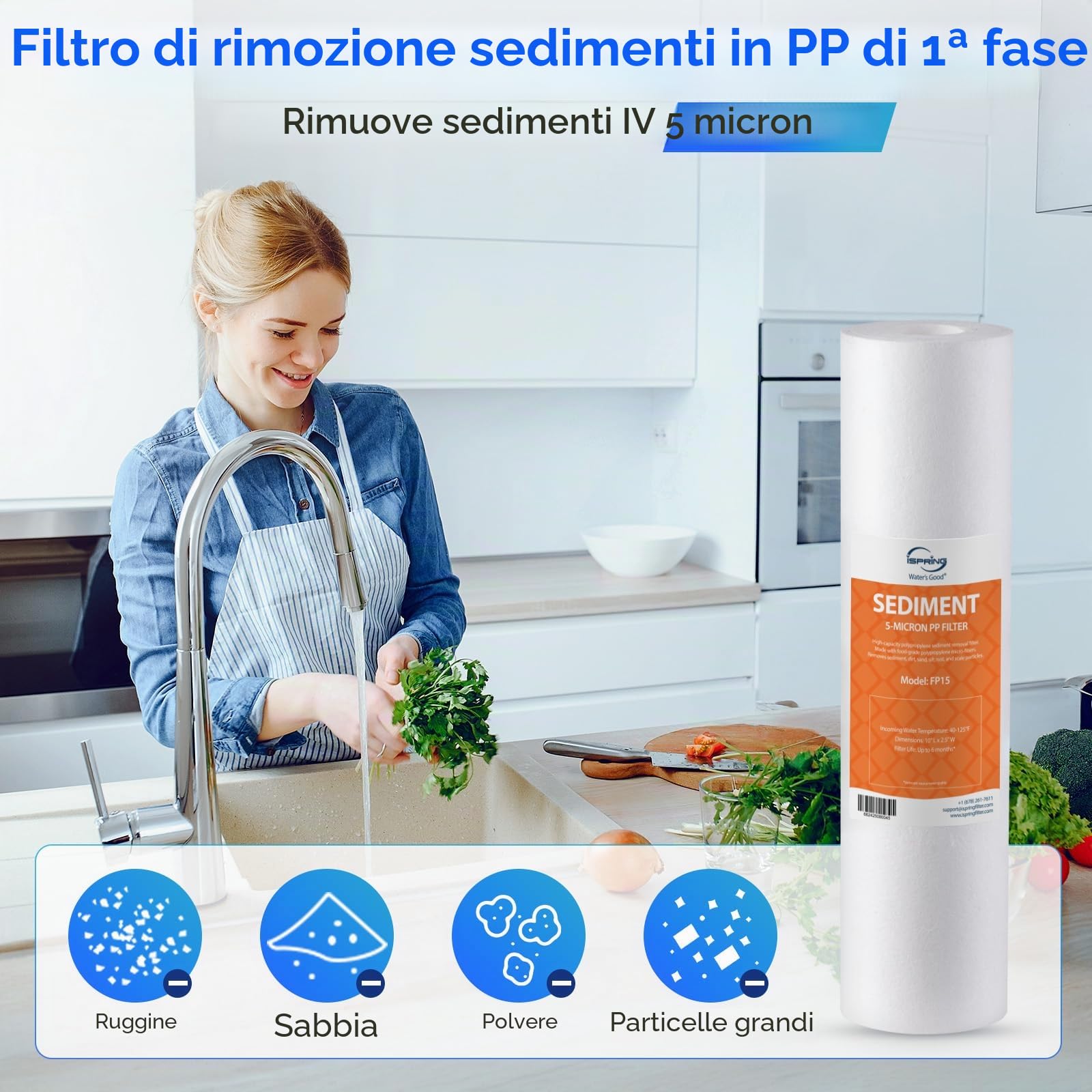 iSpring F10KU 1 Anno Cartuccia Filtro di Ricambio Set per Sistemi a Osmosi Inversa UV Minerali Alcalini a 7 Stadi, 10 Pezzi