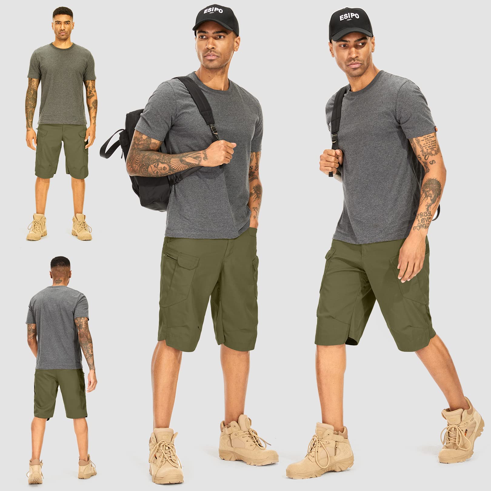 Pantaloncini Cargo Uomo Leggeri & Traspiranti, Asciugatura Rapida, Short da Trekking con Multiple Tasche, Protezione UV 50+ per Escursionismo, Campeggio, Pesca
