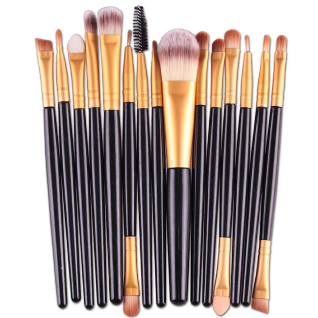 Start 15 pcs/Sets Makeup Brush Set for Eye Shadow Foundation Eyebrow Lip (Black2)