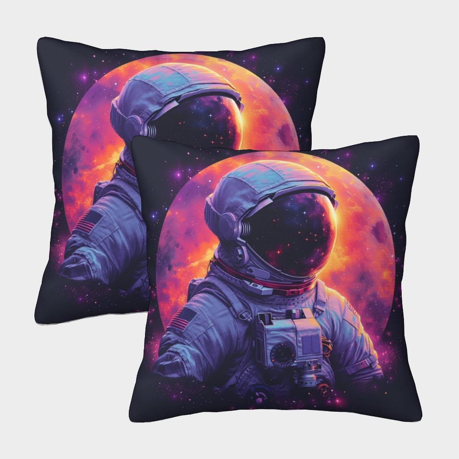 Explored Astronaut MarsPack of 2 Decorative Pillow Covers GalaxySoft Polyester Pillowcase with Invisible Zipper Square Cushion Covers for Spring Home Decor Sofa50x50cm