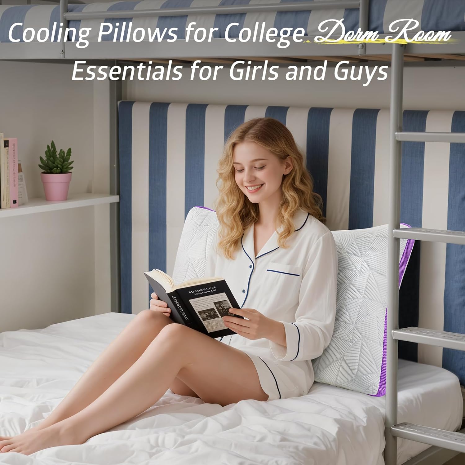 BETU Cooling Pillow Queen Size, Shredded Memory Foam Cool Pillow for Hot Sleepers, Adjustable Firm Soft Support Bed Pillows Perfect for Back Neck Pain and Side Sleeping with Pillow Case Cover, Purple - Image 3