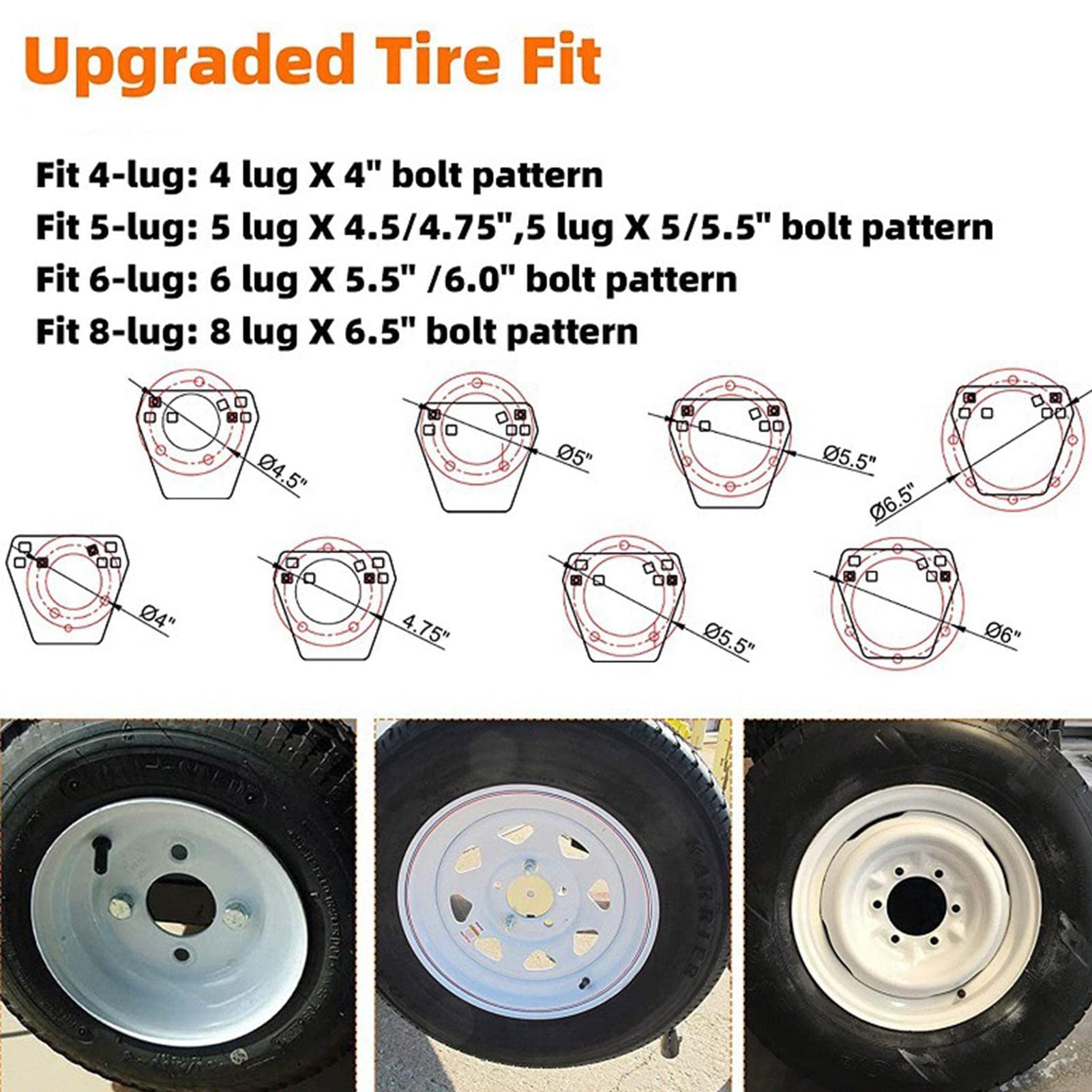 Reserveradhalterung für Anhänger - Ersatzreifenhalterung aus Stahl | Anhänger-Ersatzrad-Zubehör für die meisten 4 & 5 & 6 & 8 Stollenräder auf 4" 4,5" 4,75" 5" 5,5" 6,0" 6,5" Lochmustern